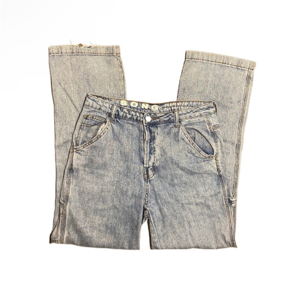 vintage distressed light wash cargos